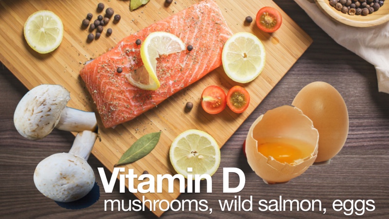 Vitamin D Mushrooms, wild salmon eggs